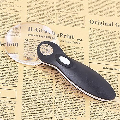 LED lamp magnifying glass 10 times 20 times times the old man reading HD handheld magnifiers handheld 90mm replaces reading glasses , black