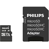 Philips Ultra Speed Micro SDHC Card 32 GB + SD Adapt&ouml;r UHS-I U1, 80 MB/s'ye kadar okuma hızı, A1 Fast App Performans, V10, ak
