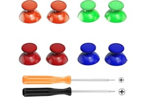 eXtremeRate Replacement 3D Joystick Thumbsticks, Analog Thumb Sticks with PH00 Screwdriver for Nintendo Switch Pro Controller -Red & Orange & Green & Blue