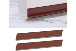 FURFORSTK Furforst 2 Pcs Door Draft Excluder, Brush Strip & Sealing Strip (Energy Saving) - Draught Stopper, Sound Insulation & Cold Protection (Brown)