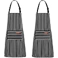 YUANJIASHUN YAO 2 Pack Unisex Adjustable Bib Apron with Pockets Cooking Kitchen Chef Women Men Aprons for Home Kitchen, Restaurant,Coffee House