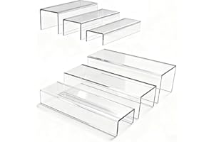 MerryNine Lot de 6 présentoirs rectangulaires en acrylique transparent de 21,8 cm de long pour cupcakes, figurines, cosmétiques, vente au détail, vitrine de chaussures, objets de collection