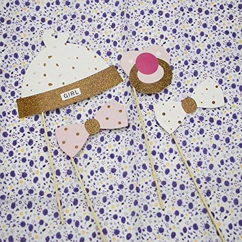 Veewon 20 Stück Fotorequisiten Babydusche Baby Shower Party Baby Flaschen Masken Photo Booth Props Neugeborene Dame Girl Partydekoration - 4