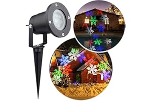 TEDD LED Projektor Weihnachten Schneeflocken Lampe Wasserdicht Projektionslampe für Innen und Aussen Dekoration Weihnachts Party Hochzeit Garten Bar (Bunt)