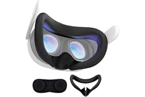 RAYKCE Cache-Visage en Silicone pour Quest 3 Couverture Confortable ÉTanche À La Poussière pour Meta Quest 3 avec Coussinet Nasal Anti-Lumière Et Protection Lentille Accessoires Masque(Noir)