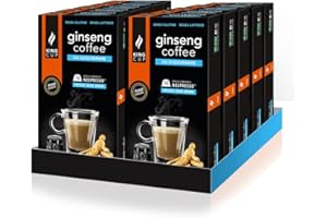 King Cup - 10 Paquets de 10 Capsules de Ginseng Sans Sucre, 100 Capsules 100% Compatible avec le Système Nespresso de Boisson Aromatisée Ginseng, Sans Gluten et Sans Lactose