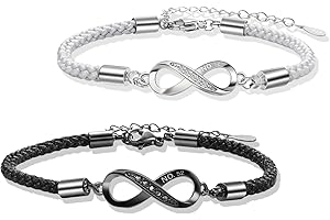 GUIDRE 2 Pezzi Braccialetti Coppia Infinito braccialetti con anello Mobius Braccialetti Amicizia Creativo Coppia Bracciale Fatto a Mano Bracciale regolabile coppie Intrecciati per amanti,donne,uomini 15+5cm
