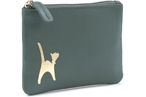 Catwalk Collection Handbags - Monedero Pequeño de Piel - Mini Billetera de Mujer - Protección RFID - con Caja de Regalo - Mimi - Verde Oro