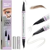 Intoo You 30° Curved Eyebrow Pencil, Magic 2 in 1 Eyebrow Pen Pro, Waterproof Eye Brow Pen with 2 Tips, Vivid Microblading Br