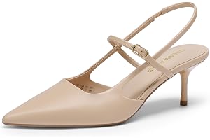 DREAM PARIRS Mary Jane Slingback kattunge klackar för kvinnor | 6 cm kattunge, stängd spetsig tå, Mary Jane slingbacks, 4 mm innersula med hög motståndskraft