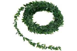 Ruick Artificial Ivy Garlands Green Leaves 7.5 M / 24.6Ft Realistic Fake Aesthetic Hangin Vines for Home Garden Accessories Wedding Party Wall Decor