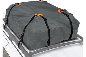 GOOLSKY Skrzynia Dach Samochód, Bagażnik Samochodowy Dach 425L, Skrzynia Uniwersalny Składany Samochód, Zagęszczona Torba Bagażowa 600D Wodoodporna Podróży Camping Szary