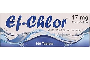 Ef-Chlor 17 Mg Water Purification Tablets / 100 Tablets Pack -1 tablet Purifies 3-4 Liters of Water/Safe and Reliable Water Treatment No Color or Unpleasant Taste/Sterilize Disinfect & Purify Water