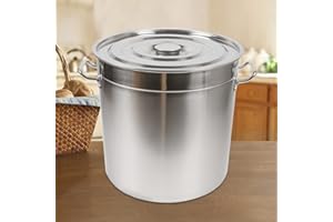 Lightakai Marmite avec couvercle, 70 l, en acier inoxydable, marmite universelle, avec poignées, pour cuisiner, mijoter, piment et autres plats humides, argent