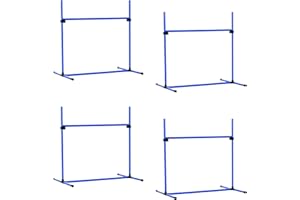 PawHut Agility pour Chiens kit Agility Chien Parcours Agility Chien Set de 4 Obstacles Professionnels Hauteur réglable avec système de Maintien au Sol 99L x 65l x 94H cm Sac Transport fourni Bleu
