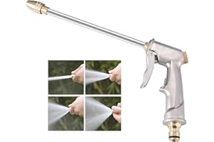 RUOVXWU Pistolet d'arrosage Métal Lance Haute Pression avec 4 Modes d'Arrosage Lance à Eau avec Rallonge Métallique Professionnelle Pistolet Arrosage Jardin Anti-fuite pour Jardin Voitures et Animaux