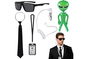 DTAOZFA Lot De 5 Accessoires de Costume d'Agent, Ensemble D'Accessoires D'Agent, Kit de Costumade de Sécurité, Lunettes Noires, Plaque Signalétique, Cravate, Écouteurs