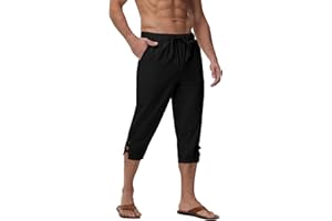 YAOHUOLE Shorts Et Bermudas Homme Pantacourt Lin Homme Short Long en Lin Homme