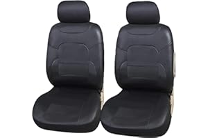 upgrade4cars Housses de Siège de Voiture Avant Simili-Cuir Universelle Noir | Housse de Sieges Auto Universel pour Conducteur et Passager | Accessoire Interieur