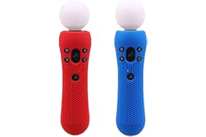 GGZone Rutschfeste Silikon-Gummi-Schutzhülle für PS VR Move Controller, 2 Stück (1 rot und 1 blau), Handschutzhülle, Modern, Gaming