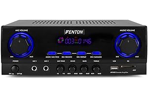 Fenton AV440 - Amplificatore digitale Karaoke con Bluetooth, potenza di 400 W, lettore MP3 integrato, 2 ingressi microfono, fornito con telecomando, ideale per le vostre serate karaoke