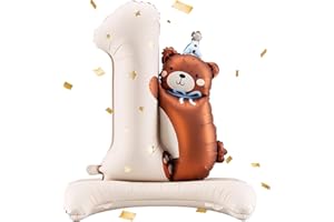 TAIMEIMAO Palloncini Compleanno 1 Anno Bimbo, Palloncini a Forma di Orso, 1° Compleanno Bambina Festa Decorazione, palloncini Giungla 1 Anno, per Baby Shower, Compleanni Décoration