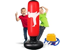 EIVONDA Sacco da boxe per bambini, 160 cm, gonfiabile, con pompa ad aria, per praticare MMA, karate, taekwondo e per alleviare l'energia repressa nei bambini