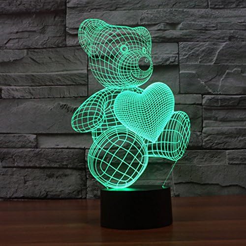 ToyUK 3D Optical Illusion Night Light 3D Lamp 7 Colors-Changing Desk Lamp LED Table Light Amazing Optical Illusion Lighting with Intelligent Remote Control (Bear)