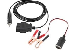 AKOZON Conector On-Board Diagnostics2 Memory Saver, On-Board Diagnostics II ECU del vehículo Emergencia 12V Cable de fuente de alimentación Ahorro de memoria con dos pinzas de cocodrilo