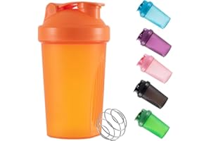 DDSHUN Bottiglia shaker per proteine in polvere, in plastica, per allenamento, 400 ml, con tappo a tenuta stagna, per fitness, sport, palestra, integratori (arancione)