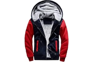 LEZUAN Felpa con Cappuccio Uomo Inverno Caldo Hoodie con Cerniera Integrale Felpe Uomo Manica Lunga Pullover Giacca di Spessore Cappotto in Pile Foderato