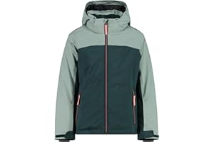 ‎CMP CMP Mädchen Skijacke Clima-Protect mit Abnehmbarer Kapuze Trek Green wasserdicht, atmungsaktiv & stylisch. Mit Clima-Protect® Membran, Schneefang, Skipasstasche & Allover-Print.