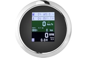 FastUU Jauge multifonctionnelle 6 en 1, Compteur de Vitesse GPS tachymètre voltmètre température de l'eau Niveau de Carburant jauge de Pression d'huile pour Voiture, Bateau, Yacht(Noir UE)
