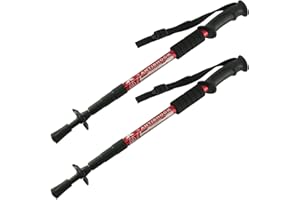MidGard Lot de 2 bâtons de marche nordique télescopiques réglables en hauteur de 50 à 110 cm d'amortissement anti-chocs Rouge