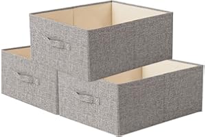 HOMO TRENDS 3 PCS Fabric Storage Boxes Drawer Organisers Wardrobe Organizer Foldable Drawer Dividers Box Bins with Handles for Clothes Closet Shelves Organiser Bras Socks Underwear Ties Scarve Toys Handkerchiefs