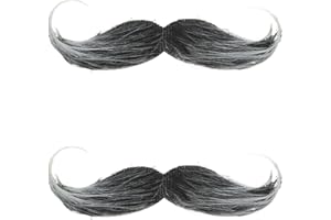 LILIKAI 2 Stück Schnurrbart zum Ankleben Kinder,Fake Bart Fasching,Man Klebebart Schnauzer Künstlicher Klebe Falscher Bärte,Funny 80er Schwarz Oberlippenbart Cosplay Kostüm,für Halloween (Schwarz)