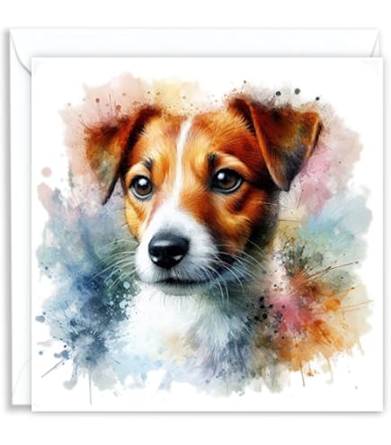 Ai Generativo. Jack Di Cucciolo Russell Con Cappello Di Compleanno Su Fondo Bianco Ritratto Un Cane Terrier Da Festa Sfondo Spazio Image277815163