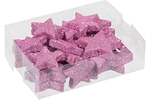 MIJOMA Streudeko 3D-Glitzersterne Glitzer-Sterne Streusterne Tischdekoration, Elegante und Moderne Dekoration für Weihnachten, Geburtstag, Hochzeit, Silvester (Größen: 4/5 cm - 24 Stück, Rosa)
