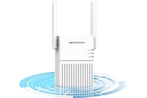 NEWFAST WiFi Extender Range Booster 300Mbps WiFi Booter Extender, Universal 2.4G Wi-Fi Range Extender with Integrated Antennas WPS Function, WiFi Repeater Smart Signal Indicator Up to 2500 Sq.ft, UK Plug