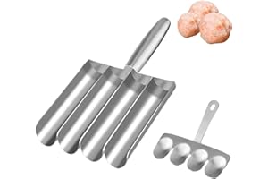 ARCPNRT Moldeador de Albóndigas de Acero Inoxidable, Cuatro Capas Fabricante De Albóndigas, Molde de Albóndigas Antiadherente, con Espátula, Albóndigas Antiadherente Máquina, Utensilios De CocinaS