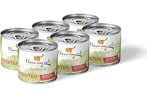 I LOVE MY CAT NATURAL CAT FOOD I love my cat gatto Cibo umido senza cereali per gatti con insetti 6er Pack (6 x 200 g), Adatto ai gatti a partire dai sei mesi
