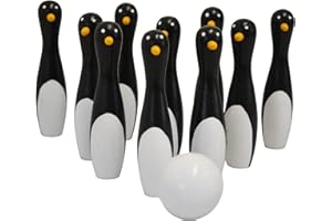 House of Marbles Penguin Bowling. 10 Skittles and Ball in Fabric Bag.