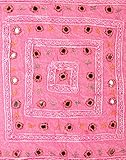 Indisch Baumwolle 40×40 Kissenhülle Sofakissen Rosa Deko spitze Pillow cover Dekorativ gestreift Zierkissenbezüge Set 2 Vintage Pillowcases By Rajrang - 4