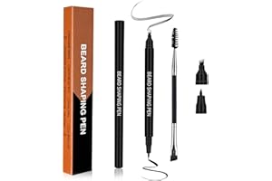 ‎PRREAL Prreal Beard pen, Natural Beard filling pen With Brush，Long-Lasting Beard Filler, Waterproof & Sweatproof Beard pencil For Fill, Define & Sharpen Hair, Beard & eyebrow Colour#Black