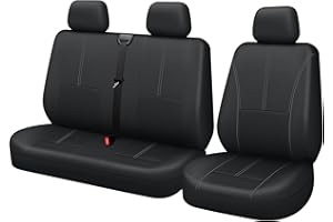 TOYOUN Fundas de Asientos para Furgonetas y Camiones de 2 + 1 plazas,Juego de Fundas Asientos Coche Universales Set,Protectoras Cubre Asiento Coche Accesorios de Automóvil Cuero sintético,Negro