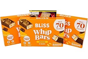 Bliss Orange Whip Bars | Low Calorie Gluten Free Snack | Only 70 Calories | High Fibre | Vegetarian Cereal Bars | 3 Packs of 5 x 20g with Kitchen Fella 14-Day Healthy Eating Plan