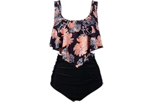 Aidotop Swimsuit for Women Top Ruffled High Waist Swimwear Two Pieces Bathing Suits Bikini Sets