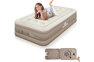 FEAHRZEUG Single Airbed, Inflatable JUST One-click, Single Mattress, Air Bed with Built in Pump, Self Inflating Mattress, Single Inflatable Mattress Blow up Bed Single Air Mattress, 191x99x40cm