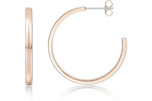 Limerencia Titanium Hoop Earrings for Women, Lightweight Thin Square Edge Open Hoop Earrings, Hypoallergenic G23 Pure Titanium Post for Sensitive Ears