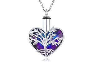 SUPTMAX Canghai Rousa Heart Cremation Urn Necklace for Ashes, Alloy Keepsake Pendant Necklace Ashes Holder Memorial Jewelry for Human or Dog Pet(Purple), (NWJH8RFAR8269)